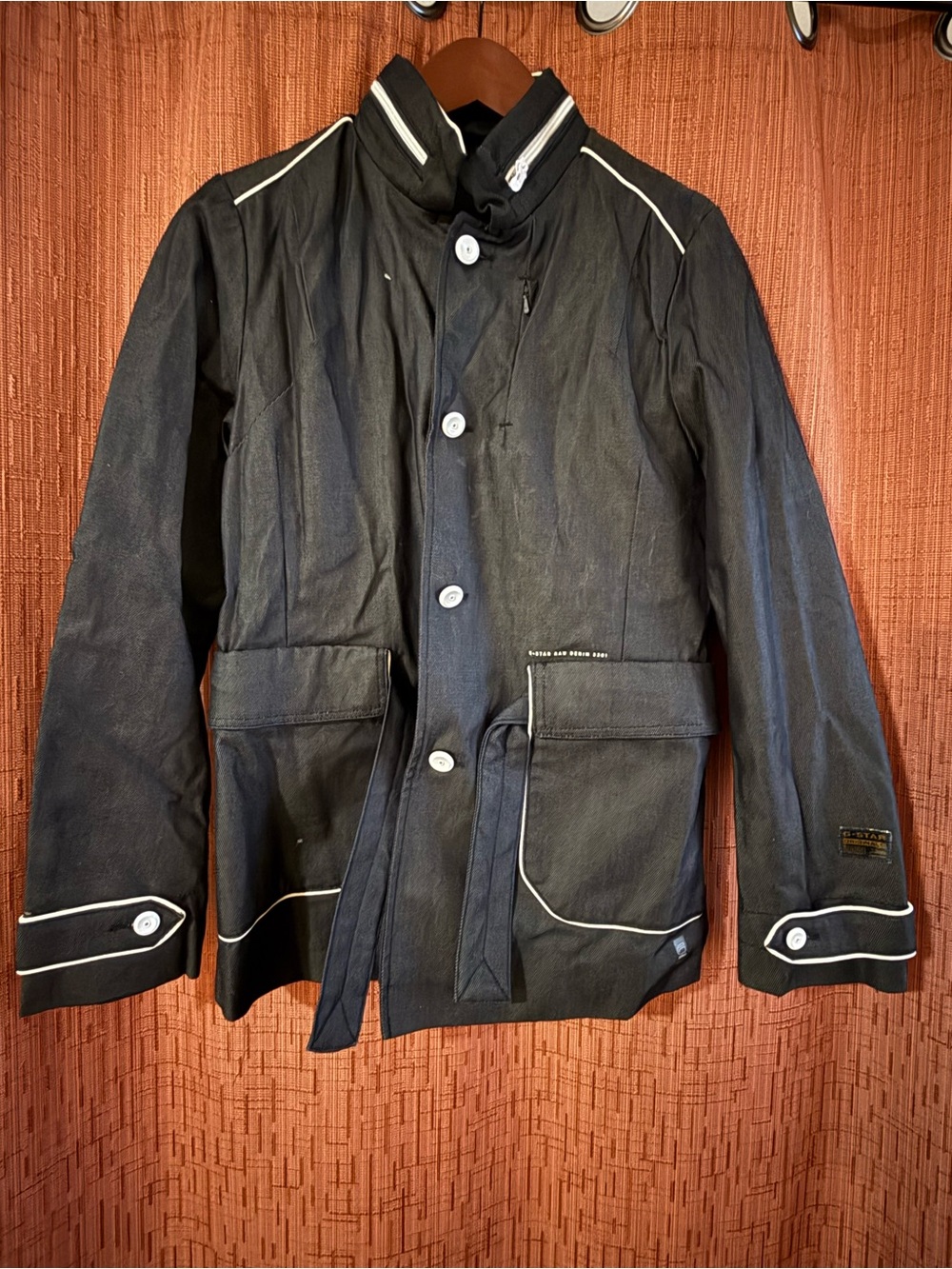 G-Star Black Denim Contrast-Trim Jacket